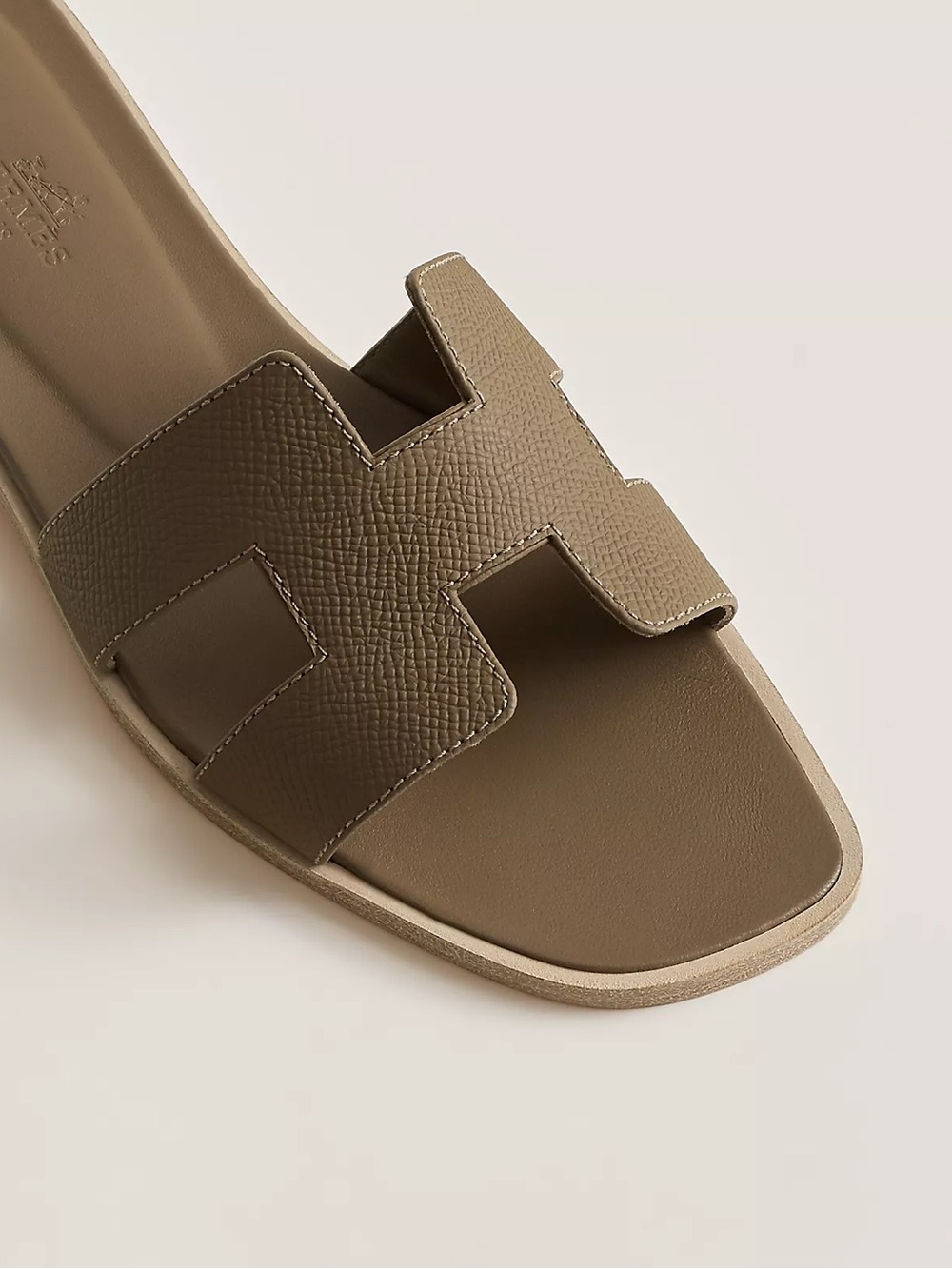 Hermes Olive Slide Sandals in Étoupe Size 40 - Picture 3 of 6